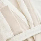 Bademantel aus Baumwollfrottee mit Schalkragen, Leinenrüsche und Monogramm – Weichheit Viadurini