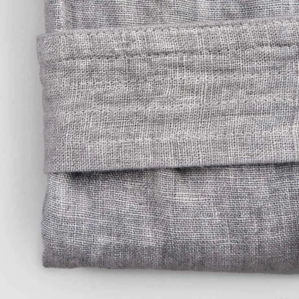 Luxuriöser Bademantel aus schwerem Leinen mit Kapuze, hergestellt in Italien – Palace Viadurini