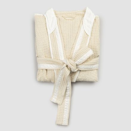 Luxuriöser Kimono-Bademantel aus Leinen und Baumwolle, 2 Ausführungen, hergestellt in Italien – Kleone Viadurini