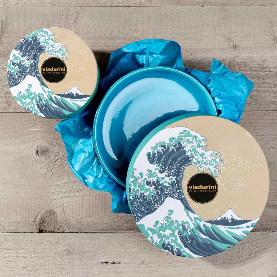 Modernes Badezimmerzubehör aus blauem Ton Made in Italy - Antonella Viadurini