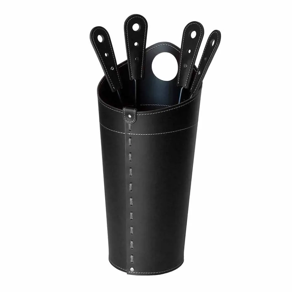 Kaminzubehör mit Nilar Lederhaltern, modernes Design Viadurini