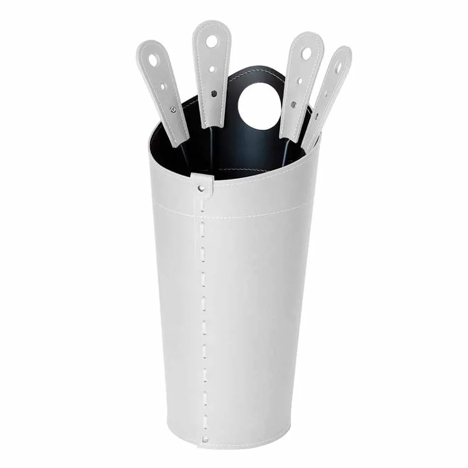 Kaminzubehör mit Nilar Lederhaltern, modernes Design Viadurini