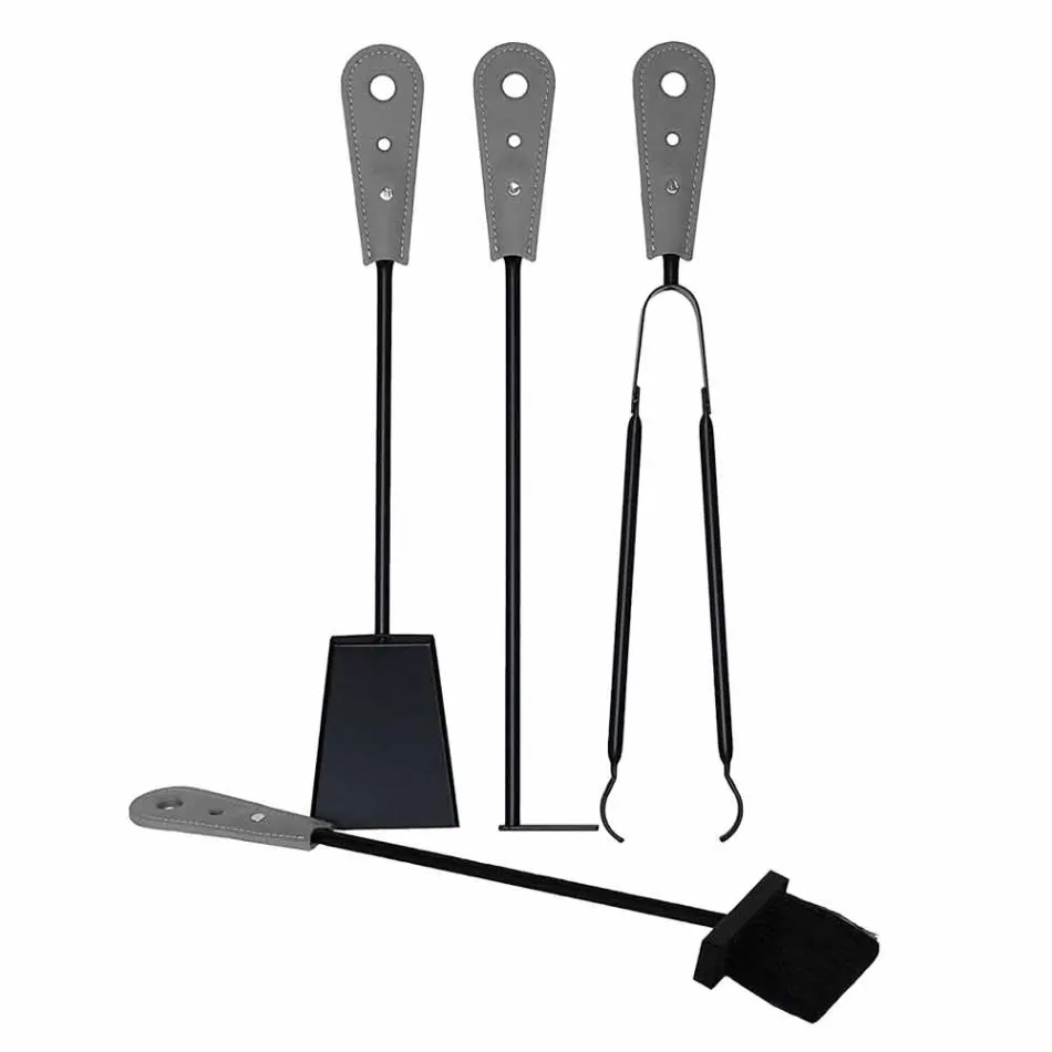 Kaminzubehör mit Nilar Lederhaltern, modernes Design Viadurini