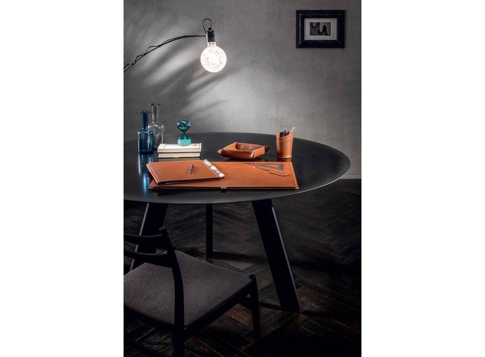 Schreibtischzubehör aus regeneriertem Leder 5 Stück Made in Italy - Aristoteles Viadurini