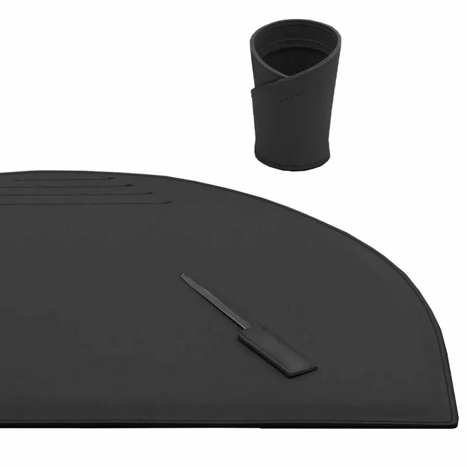 Schreibtischzubehör aus regeneriertem Leder 5 Stück Made in Italy - Medea Viadurini