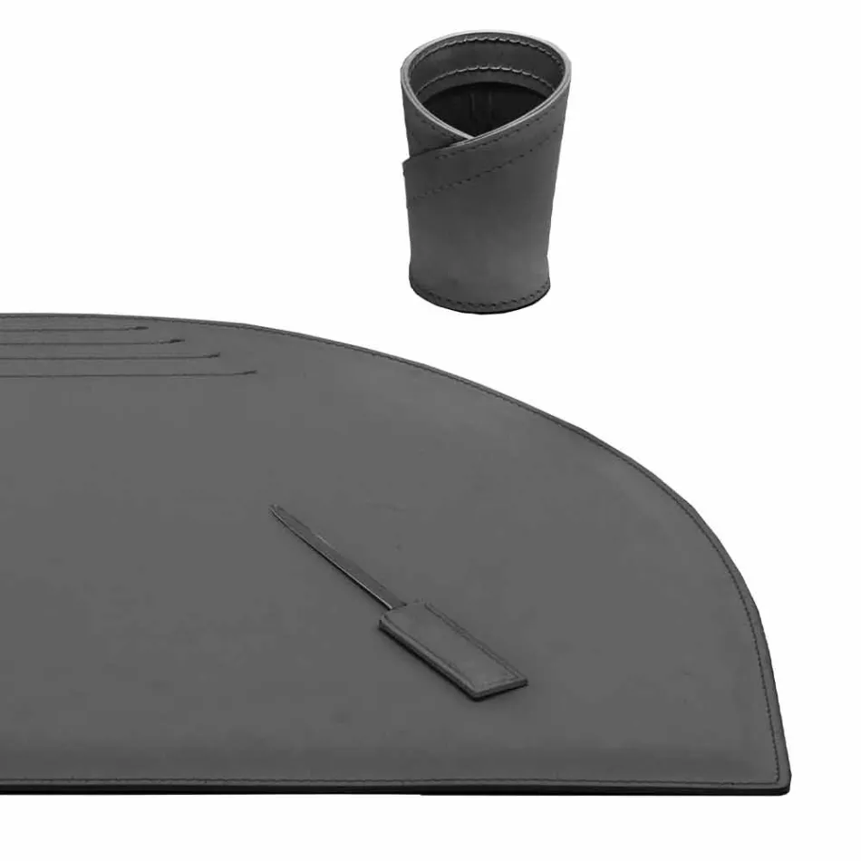 Schreibtischzubehör aus regeneriertem Leder 5 Stück Made in Italy - Medea Viadurini