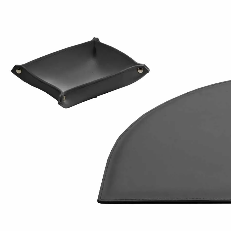 Schreibtischzubehör aus regeneriertem Leder 5 Stück Made in Italy - Medea Viadurini