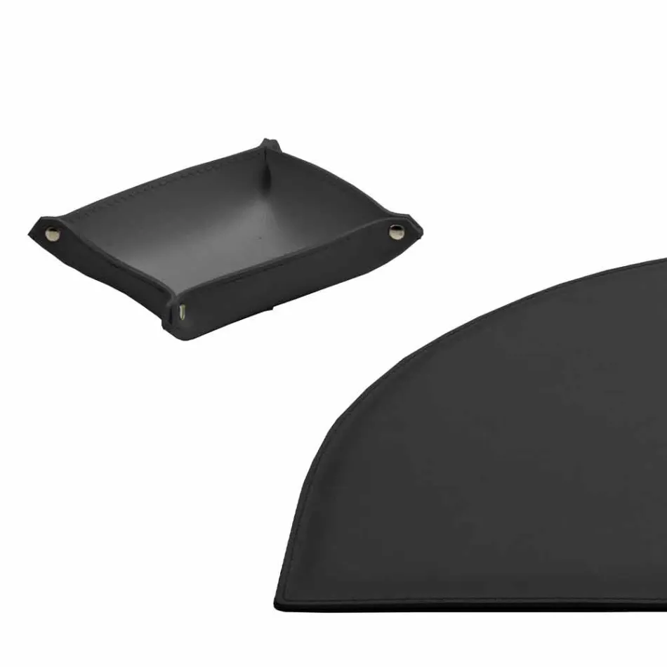 Schreibtischzubehör aus regeneriertem Leder 5 Stück Made in Italy - Medea Viadurini