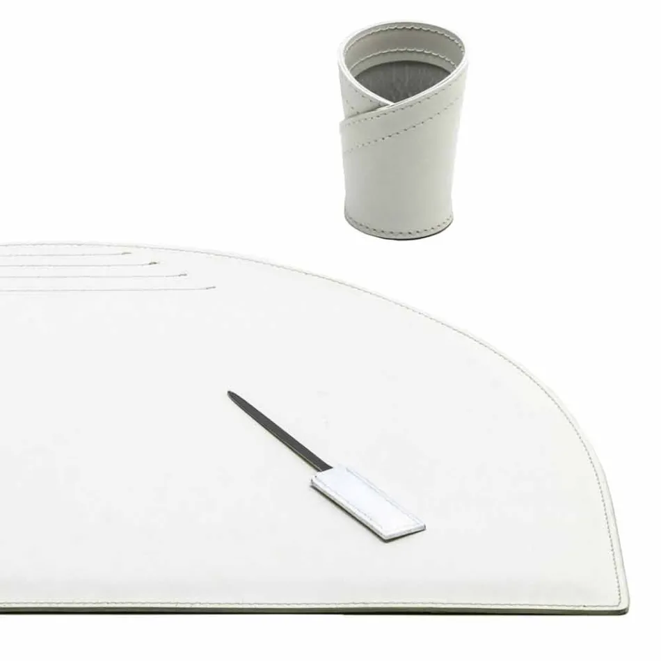 Schreibtischzubehör aus regeneriertem Leder 5 Stück Made in Italy - Medea Viadurini