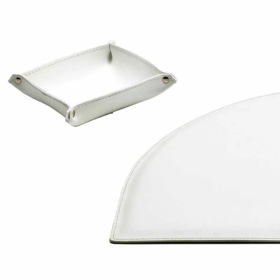 Schreibtischzubehör aus regeneriertem Leder 5 Stück Made in Italy - Medea Viadurini