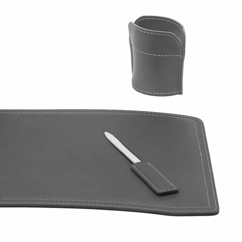 Zubehör 4 Stück Schreibtisch aus regeneriertem Leder Made in Italy - Brando Viadurini