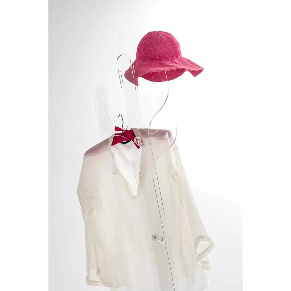 Boden-Kleiderbügel des transparenten Entwurfs des Kaktus transparenten, hergestellt in Italien Viadurini