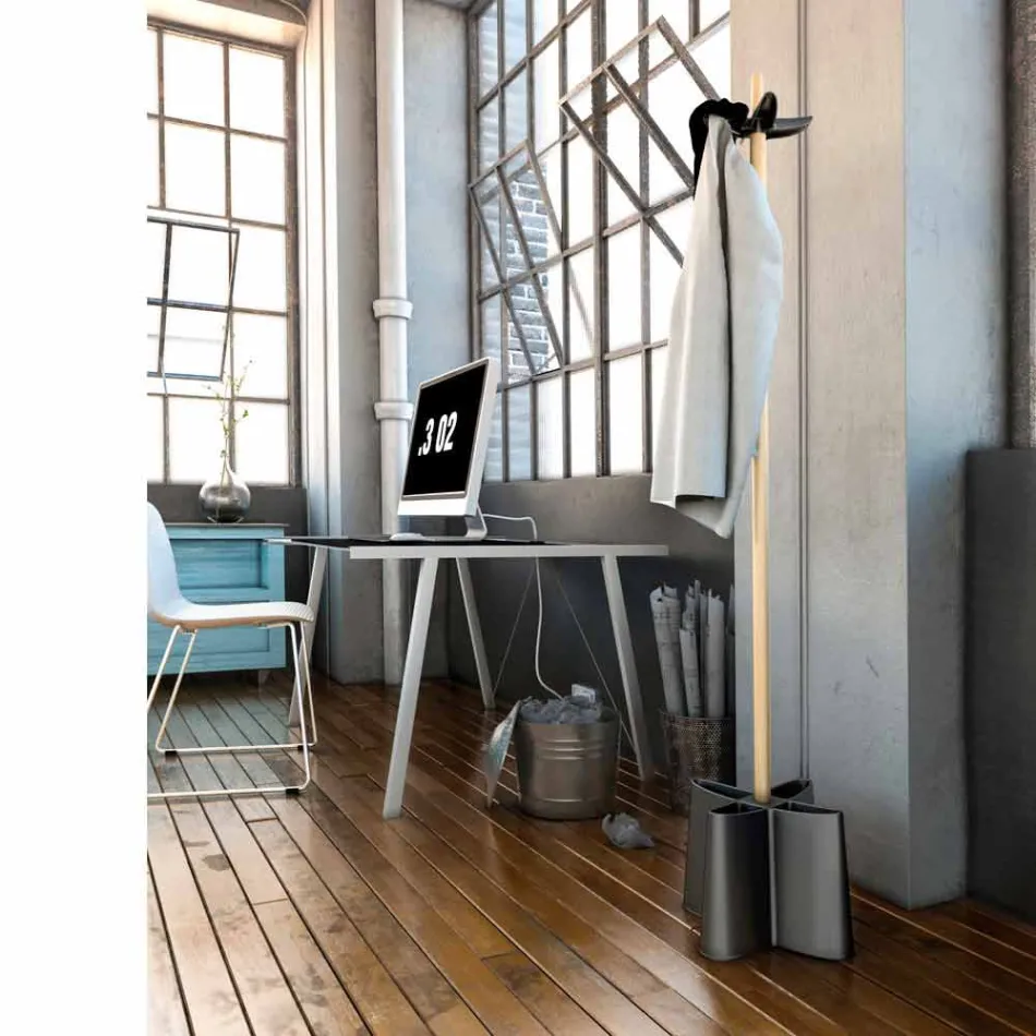 Coat Schirmständer in natürlicher Buche und Polypropylen Nurri Viadurini