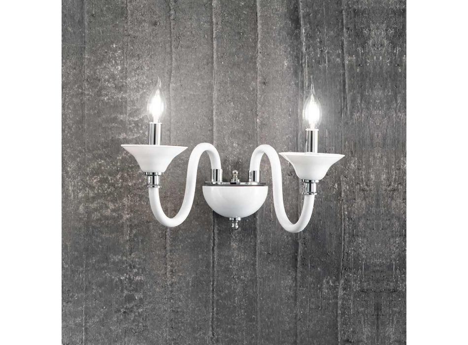 2-flammige Wandlampe im klassischen italienischen Stil aus handwerklichem Glas - Mindful Viadurini