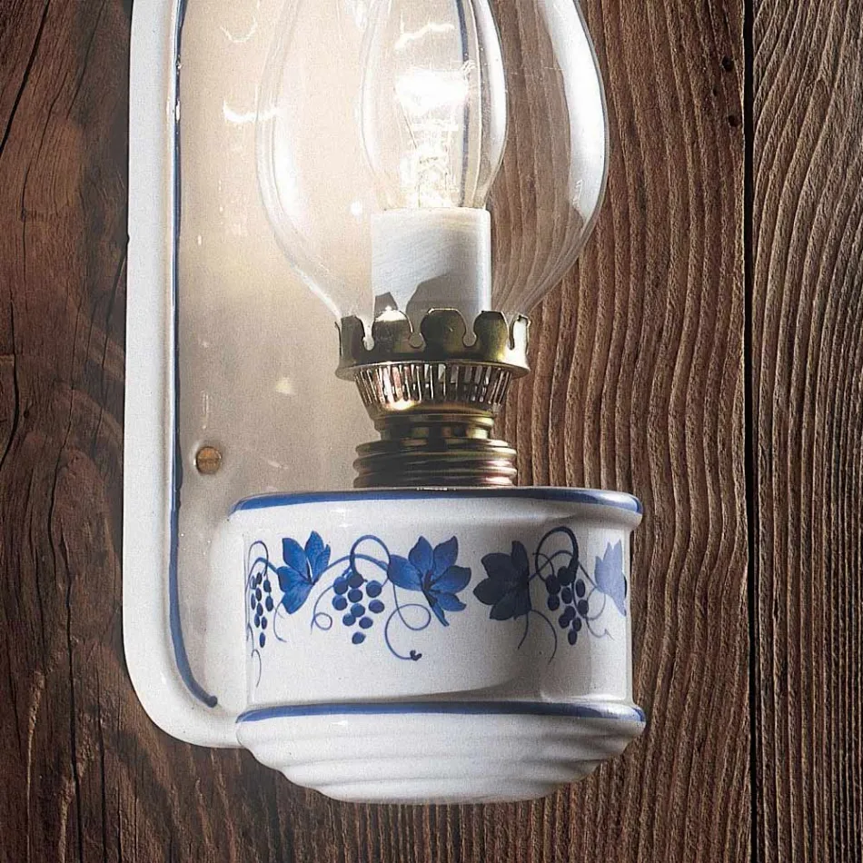 Wandleuchte aus Keramik im Vintage-Design mit handbemalter Dekoration - Pompeji Viadurini