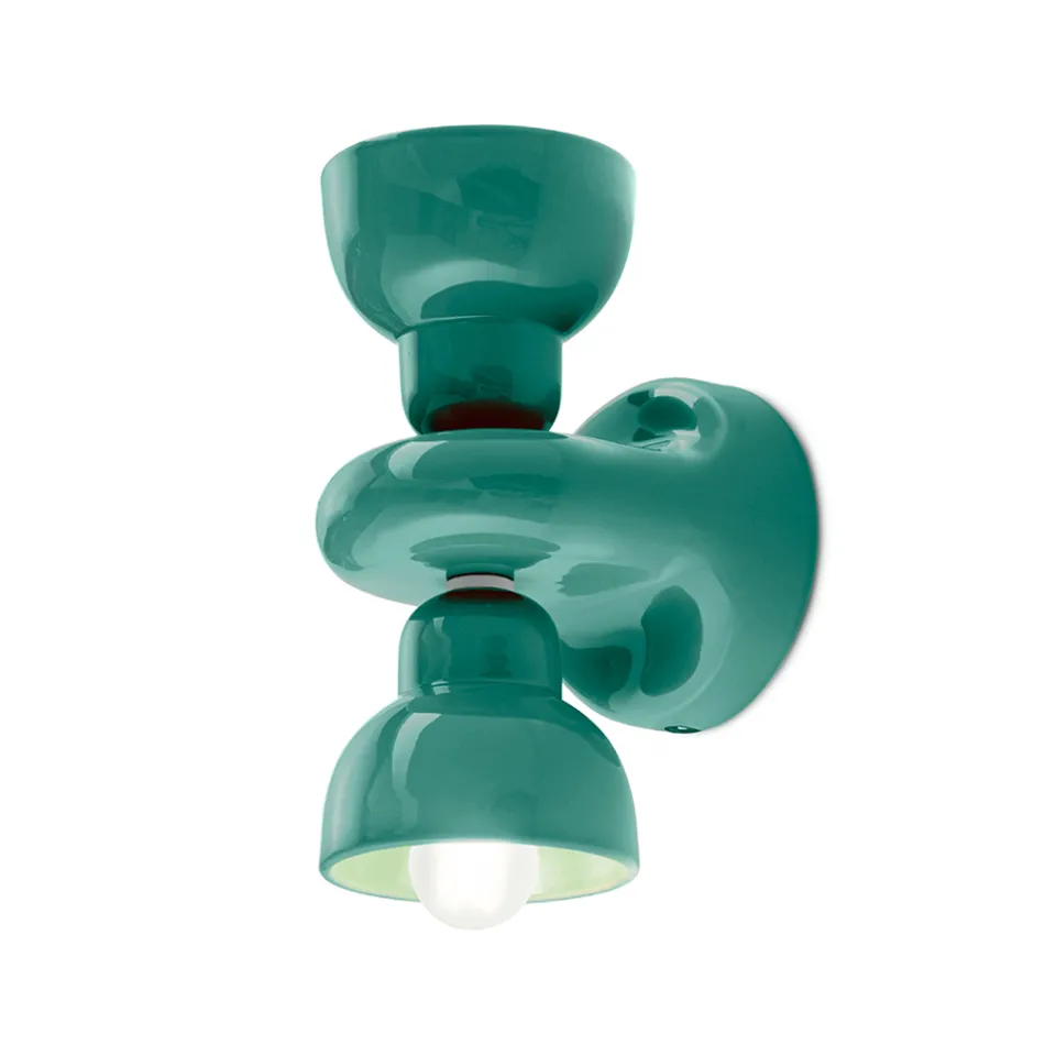 Wandleuchte aus Keramik mit 2 Lichtern, hergestellt in Italien – Berimbau Viadurini