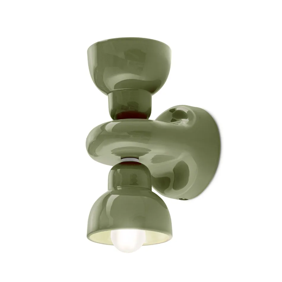 Wandleuchte aus Keramik mit 2 Lichtern, hergestellt in Italien – Berimbau Viadurini