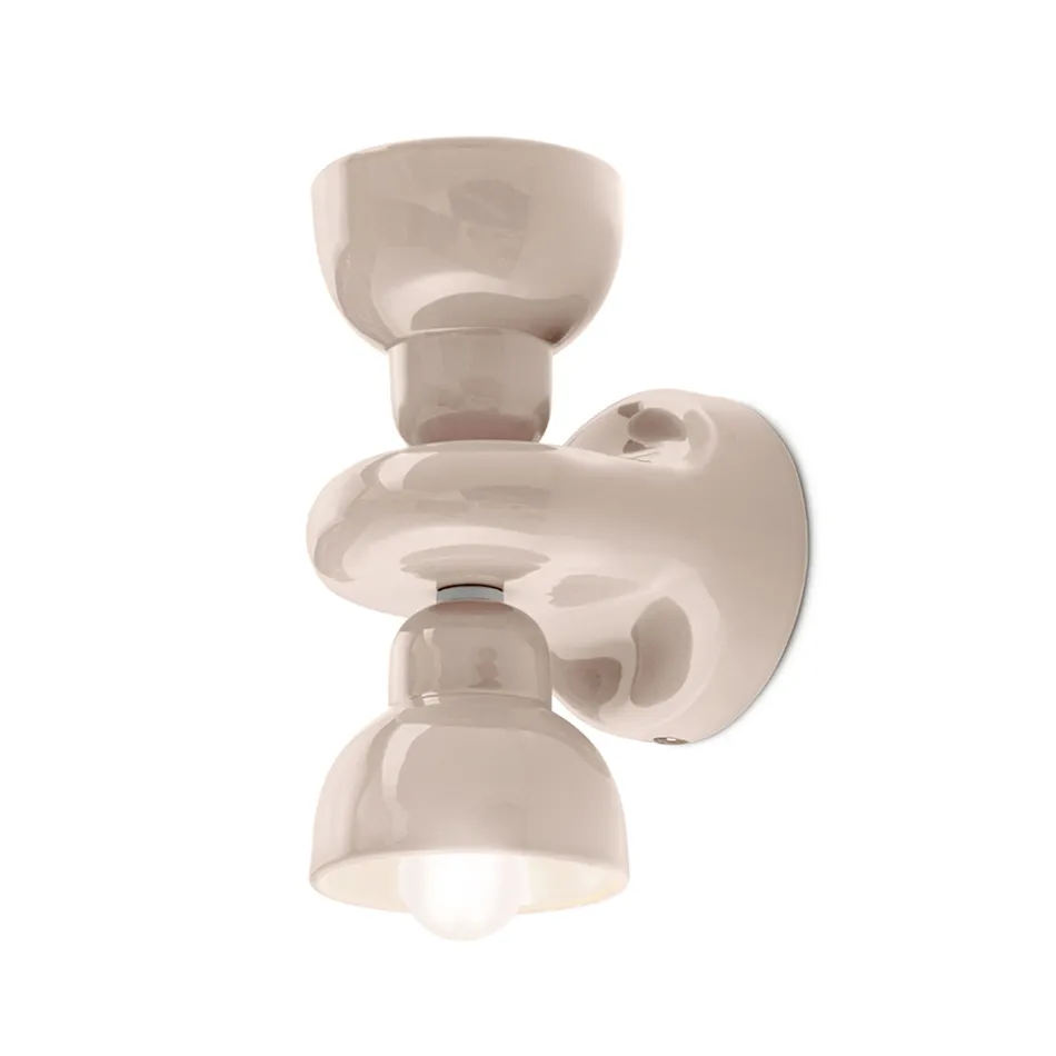 Wandleuchte aus Keramik mit 2 Lichtern, hergestellt in Italien – Berimbau Viadurini