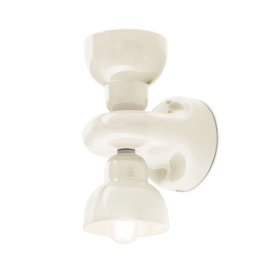 Wandleuchte aus Keramik mit 2 Lichtern, hergestellt in Italien – Berimbau Viadurini