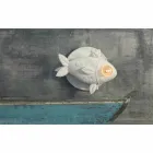 Wandleuchte in mattweißem Keramikdesign mit dekoriertem Fisch - Fisch Viadurini