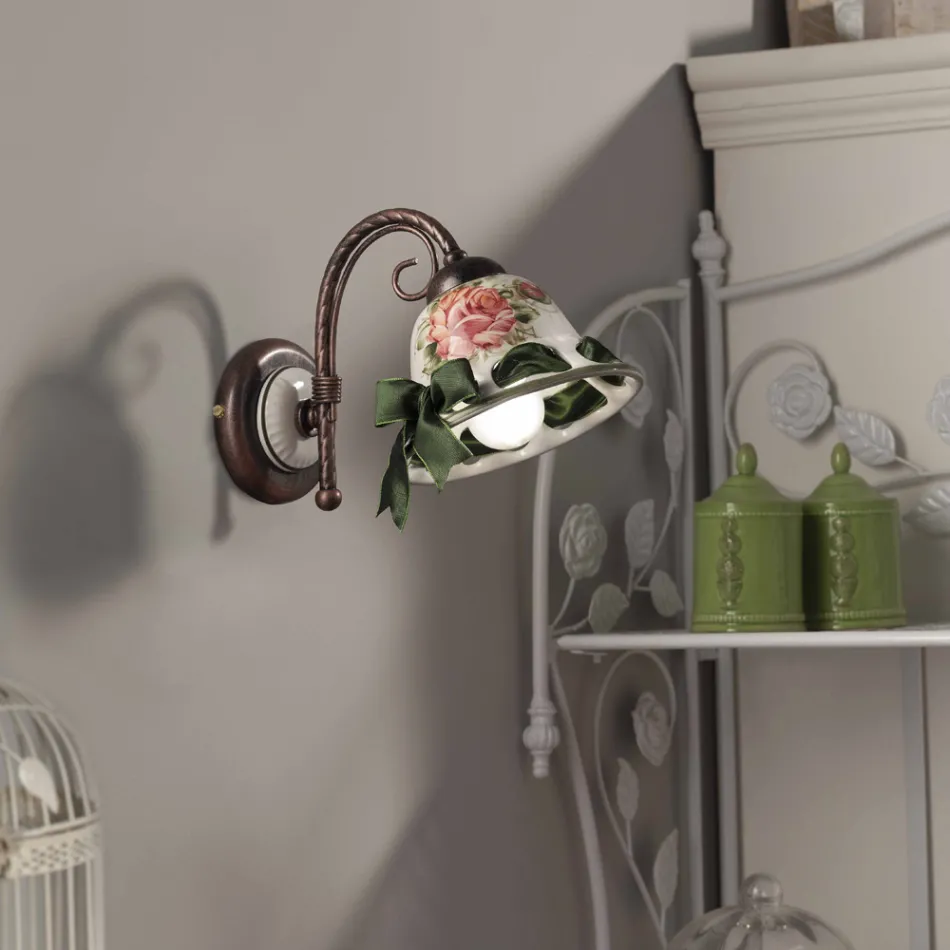 Wandlampe aus Keramik im rustikalen Stil Ferroluce Napoli Viadurini