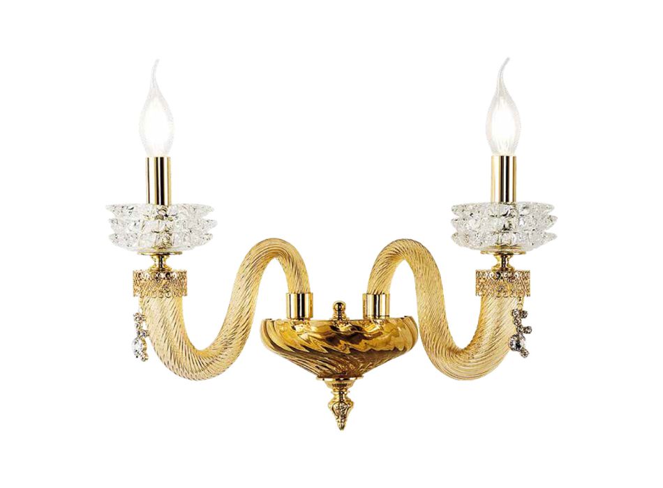 Klassische Wandlampe 2 Lichter Handgefertigtes Luxusglas Made in Italy - Saline Viadurini