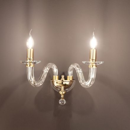 Klassische Wandlampe 2 Lichter Italienisches handgefertigtes Glas und Metall - Rapallo Viadurini