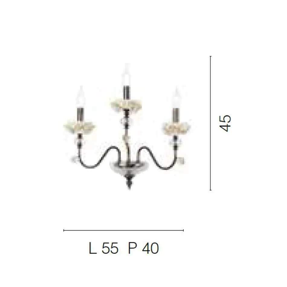 Klassische Wandlampe 3 Lichter aus Porzellan und luxuriösem mundgeblasenem Glas - Eteria Viadurini