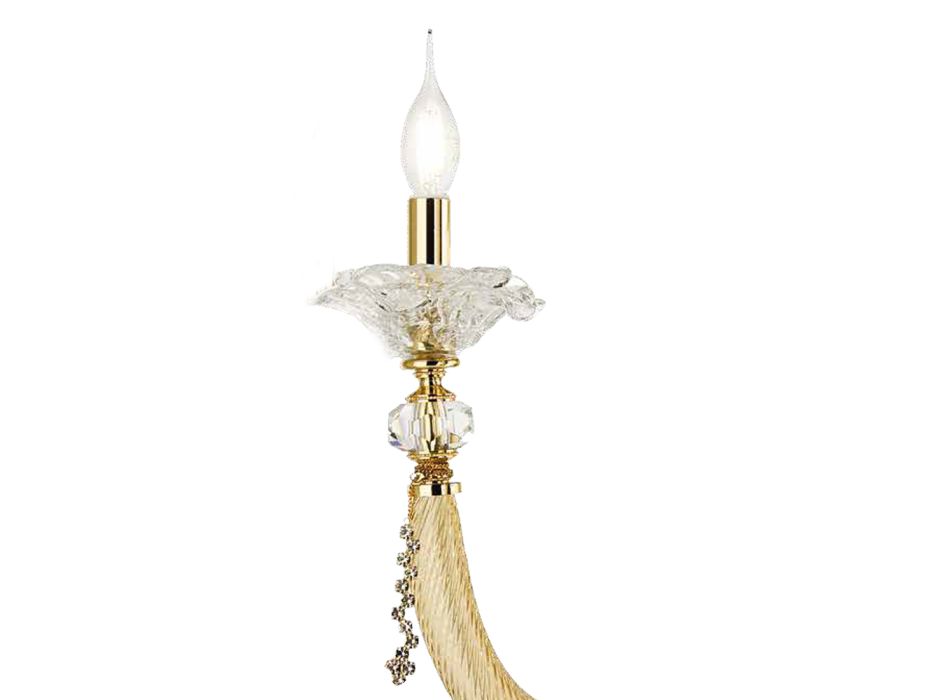 Klassische Wandlampe 3 Lichter mundgeblasenes Glas und florale Details - Bluminda Viadurini