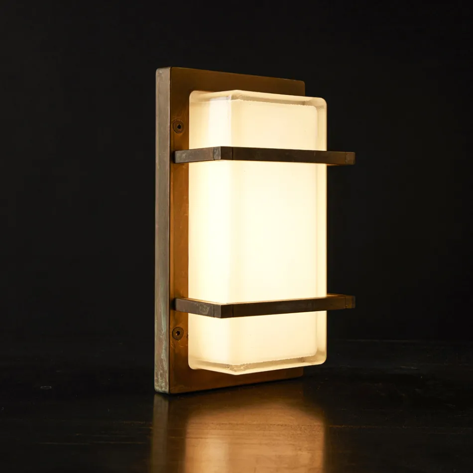 Außenwandleuchte aus Messing, E27, geometrisches Design, hergestellt in Italien – Kristall Viadurini