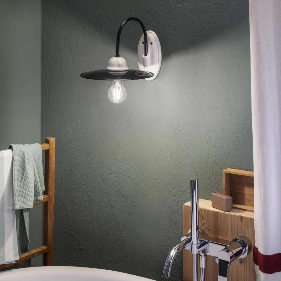 Wandleuchte im rustikalen Stil aus Keramik von Ferroluce Viadurini