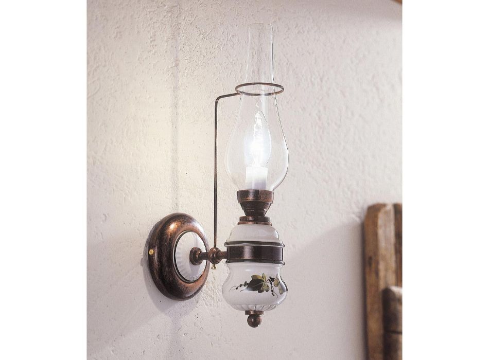 Wandlampe im Vintage-Design aus handbemaltem Eisen und Keramik - Pompeji Viadurini