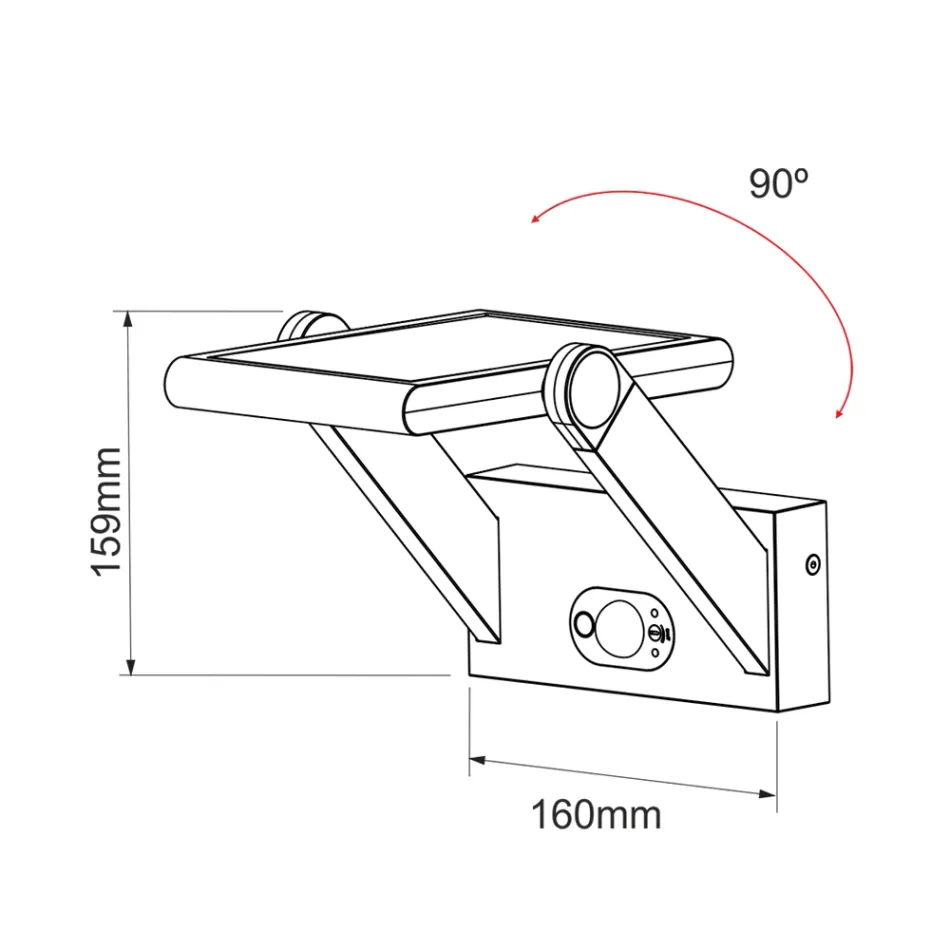 Wandleuchte Solar Led Spotlight aus weißem oder schwarzem Aluminium mit Sensor - Hugo Viadurini