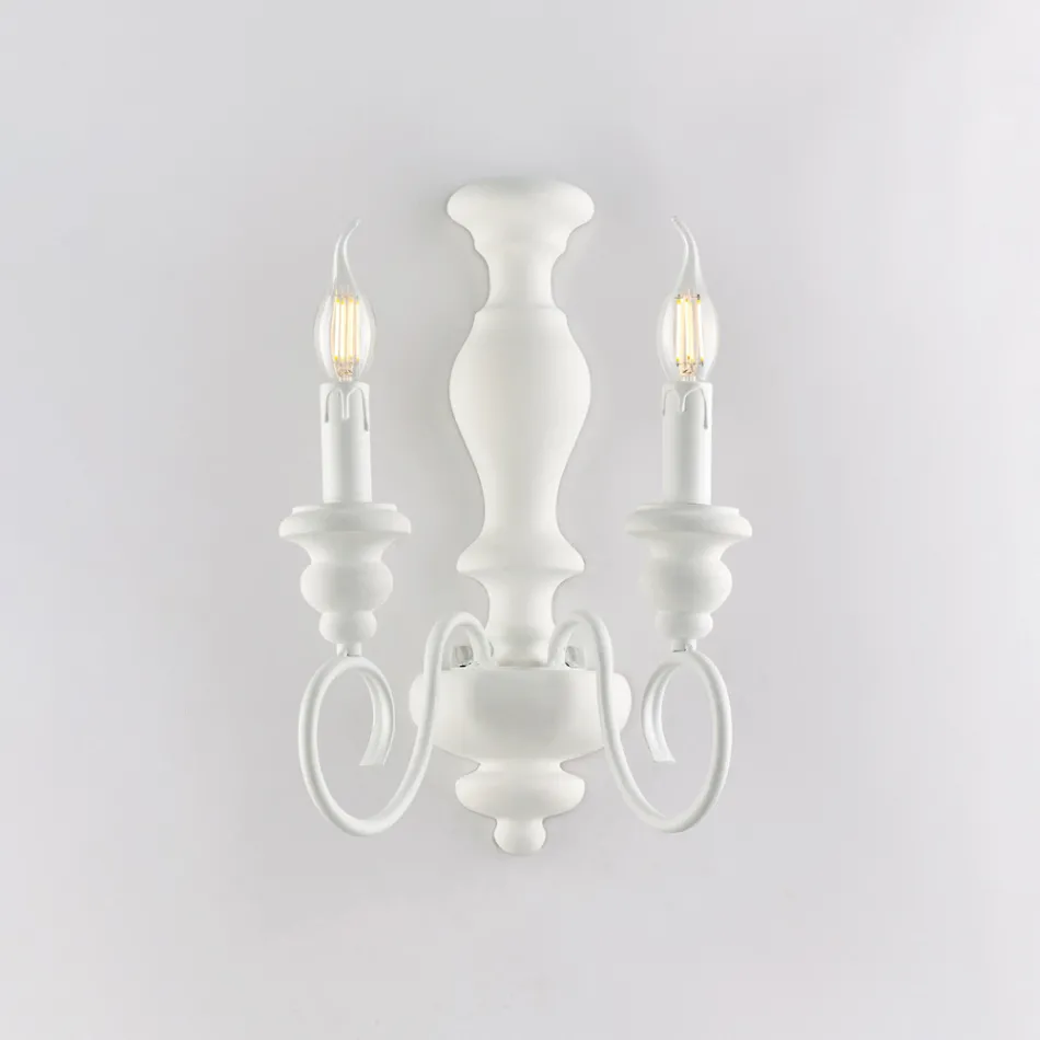 Wandleuchten aus Holz und lackiertem Eisen, hergestellt in Italien für die Inneneinrichtung - Toskana Viadurini