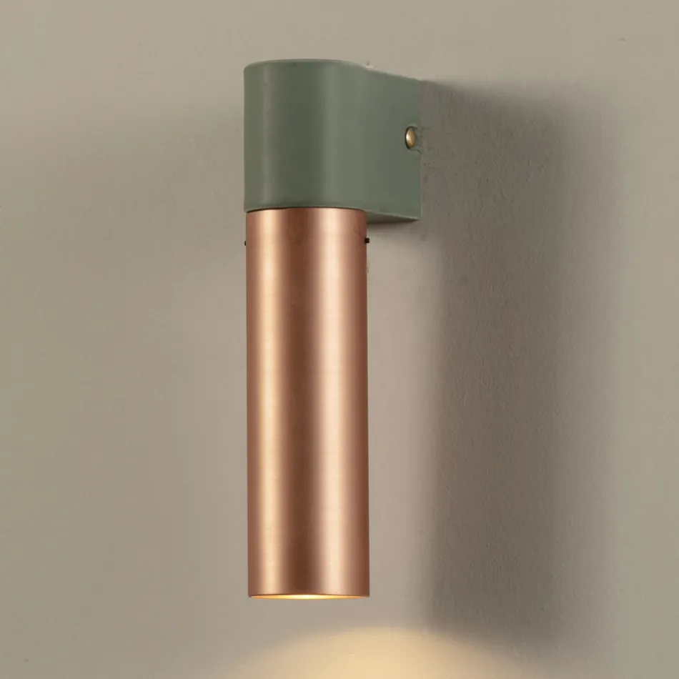 Moderne Wandlampe aus Keramik und gebürstetem Kupfer Made in Italy - Toscot Match Viadurini