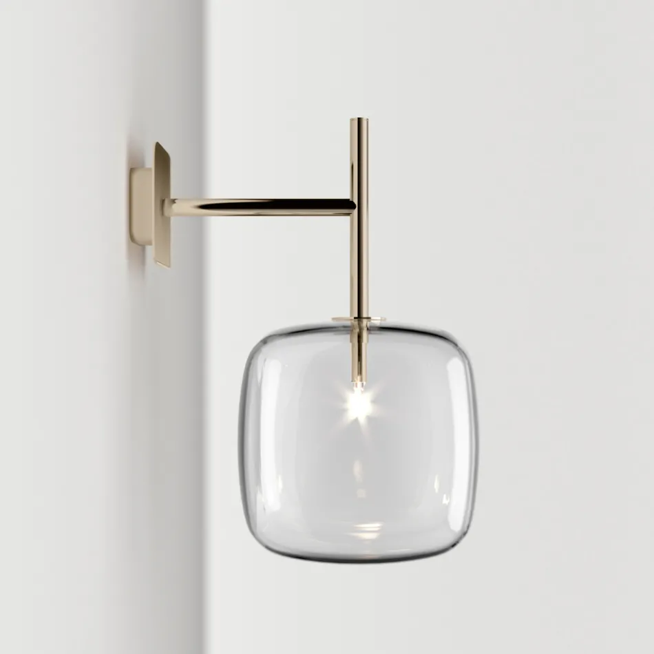 Elegante Wandleuchte aus mundgeblasenem Pyrexglas und Metall, hergestellt in Italien – Donatina Viadurini