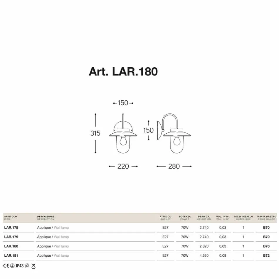 Applikationen klassische La Traviata Kupfer, Glas, Messing Viadurini