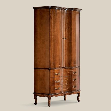 Klassischer Kleiderschrank aus Holz mit 2 Türen und 3 Schubladen Made in Italy - Luxus Viadurini
