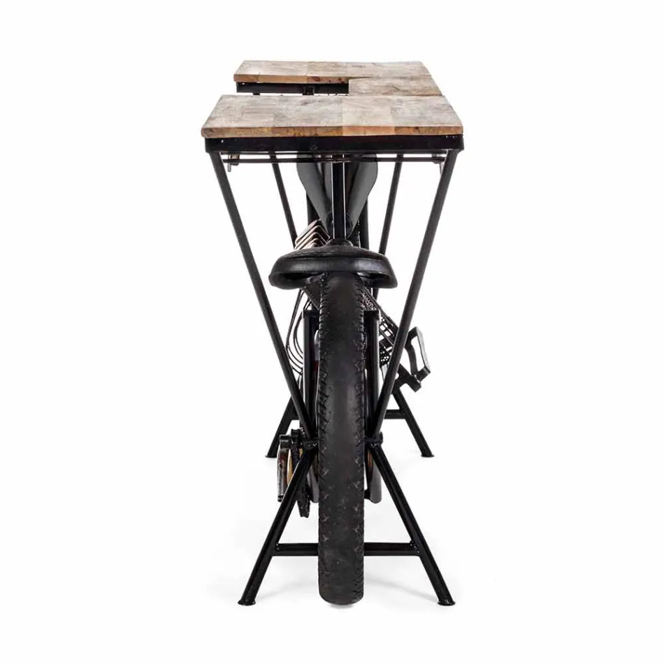 Konsolenbar mit modernem Design aus Mangoholz und Stahl - Schalotte Viadurini