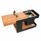 Modernes mobiles Bar-on-Wheels-Design mit Tisch aus Holz und Stahl - Giancalliope Viadurini