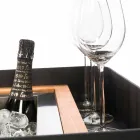 Modernes mobiles Bar-on-Wheels-Design mit Tisch aus Holz und Stahl - Giancalliope Viadurini