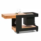 Modernes mobiles Bar-on-Wheels-Design mit Tisch aus Holz und Stahl - Giancalliope Viadurini
