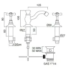 3-Loch-Waschtischmischer mit klassischem handgefertigtem Messingablauf – Fioretta Viadurini
