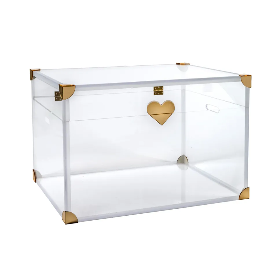 Aufbewahrungskoffer aus Plexiglas mit goldenen Details, hergestellt in Italien - Briseide Viadurini