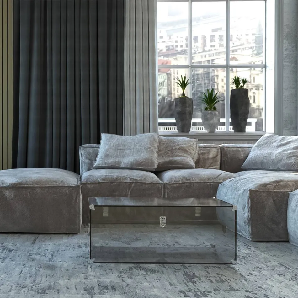 Koffer aus transparentem oder geräuchertem Acrylglas und modernem Stahl - Dante Viadurini