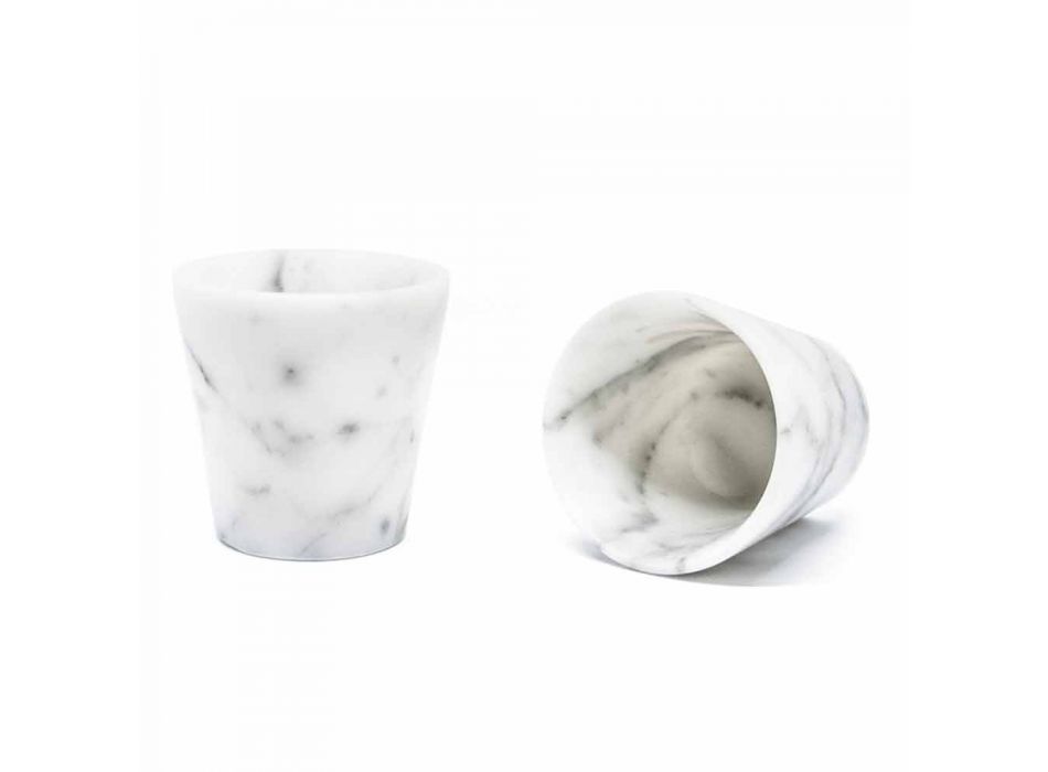 Grappaglas aus weißem Carrara-Marmor Made in Italy - Fergie Viadurini