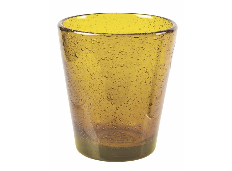 Artisan mundgeblasenes Glas Wassergläser 3 Farben 12 Stück - Yucatan Viadurini
