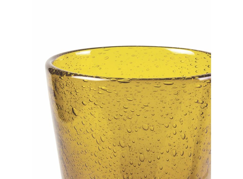 Artisan mundgeblasenes Glas Wassergläser 3 Farben 12 Stück - Yucatan Viadurini