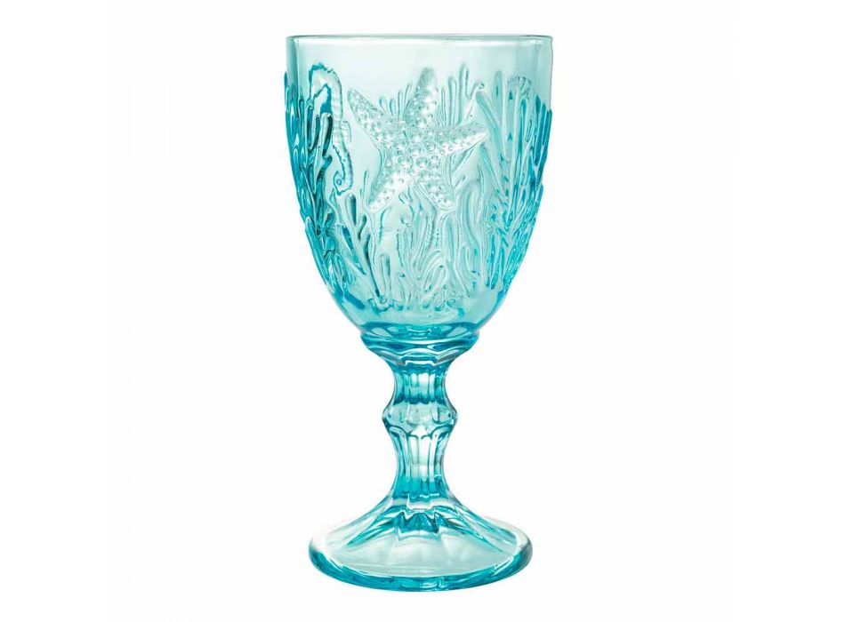 Gläser Wein oder wasserfarbenes Glas Marine Decor 12 Stück - Mazara Viadurini