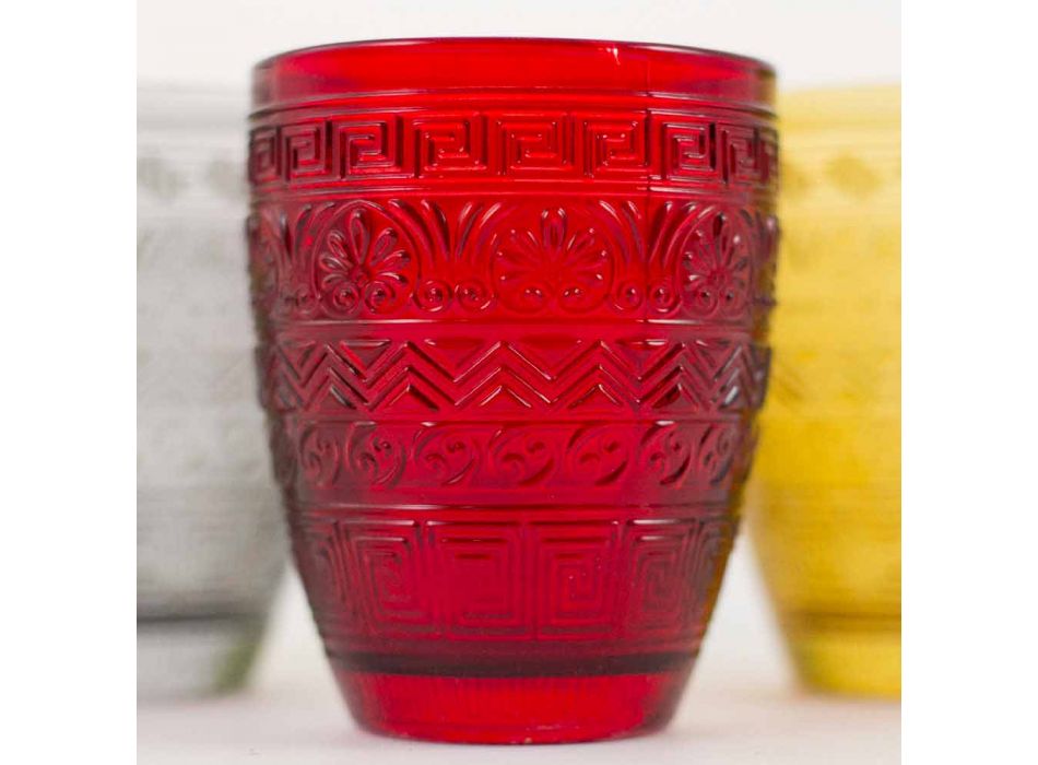 Modernes farbiges Glas, das Gläser für Wasser - Volk dient Viadurini